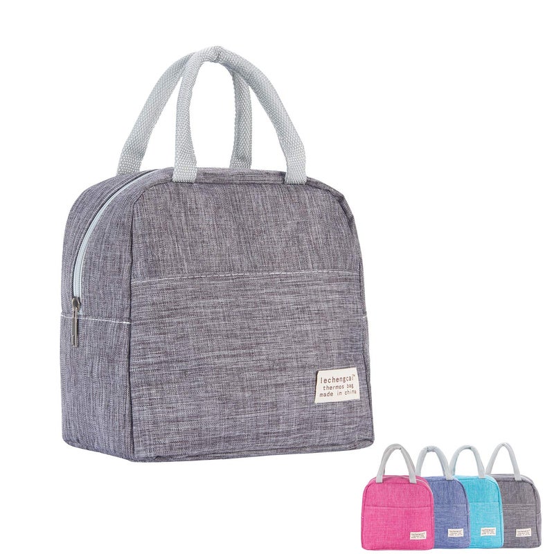 MINI LOP Small Lunch Bags for Women and Men Kids Insulated Cooler Lunch Tote Bag Reusable Lunch Box Kids for Back to School, Work, Office(Grey) - Image 1